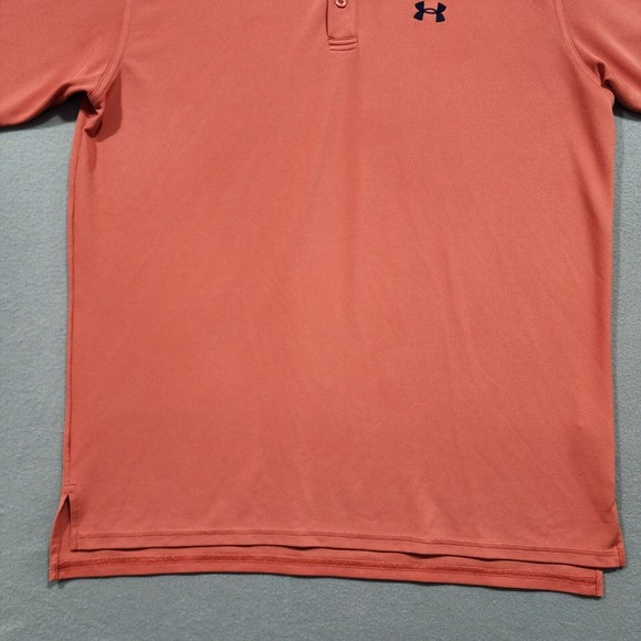 Under Armour Polo Shirt Mens Large Orange Solid Short Sleeve - Picture 8 of 16